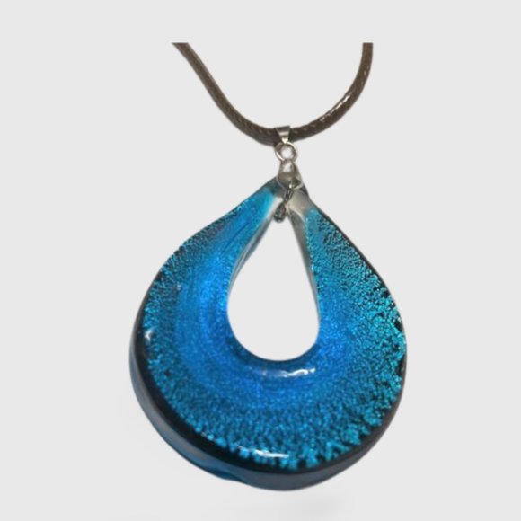 Blue and Bronze Glass Pendant Necklace - Picture 5 of 5